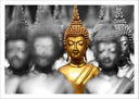 Lámina budas oriental ,grises ,dorado ,meditacion, zen