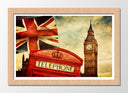 Cuadro enmarcado natural ciudad de londres vintage, big-ben, cabina roja