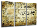 Tríptico Carta Letras Vintage, Amor