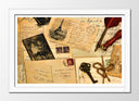 Cuadro enmarcado blanco Carta Letras Vintage, Llave, amor