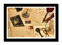 Cuadro enmarcado negro Carta Letras Vintage, Llave, amor