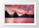 Cuadro enmarcado blanco Paisaje Naturaleza Lago Barca