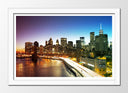 Cuadro enmarcado blanco Ciudad Nueva York, atardecer