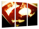 Tríptico superman, logo en llamas, DC