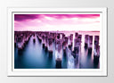 Cuadro enmarcado blanco Paisaje Naturaleza Lago Laguna Atardecer