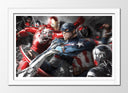 Cuadro enmarcado blanco civil war, marvel, capitan america, iron man