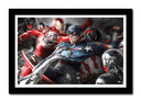 Cuadro enmarcado negro civil war, marvel, capitan america, iron man