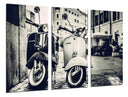Tríptico motos vespa vintage, retro, sepia
