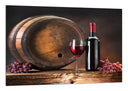 Cuadro bodegon copa de vino con barril