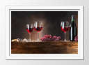 Cuadro enmarcado blanco bodegon copas de vino tinto