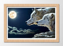 Cuadro enmarcado natural Lobos con Luna LLena en la Naturaleza