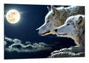 Cuadro Lobos con Luna LLena en la Naturaleza