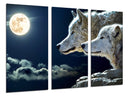 Tríptico Lobos con Luna LLena en la Naturaleza