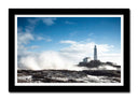 Cuadro enmarcado negro paisaje de faro en el mar