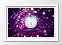 Cuadro enmarcado blanco reloj de bolsillo, vintage, retro