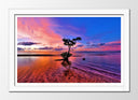 Cuadro enmarcado blanco Paisaje Naturaleza Lago Laguna Arbol Atardecer