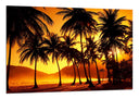 Cuadro paisaje playa con palmeras, atardecer, relax