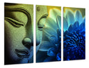 Tríptico buda oriental ,azules, amarillos, relajacion, meditacion, zen