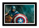 Cuadro enmarcado negro capitan america, marvel, superheroe