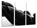 Tríptico figura mujer sexy desnuda en la cama