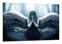 Cuadro imagen angel de rodillas, alas abiertas, mujer, mistico