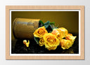 Cuadro enmarcado natural flores amarillas, ramo, vintage, retro