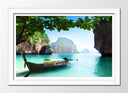 Cuadro enmarcado blanco paisaje playa tropical,vacaiones, relax, paraiso