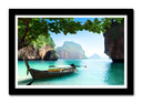 Cuadro enmarcado negro paisaje playa tropical,vacaiones, relax, paraiso