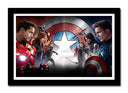 Cuadro enmarcado negro civil war, marvel, superheroes