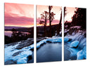 Tríptico Paisaje Bosque Invierno Atardecer,naturaleza