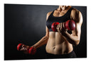 Cuadro torso mujer haciendo deporte, mancuernas