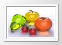 Cuadro enmarcado blanco fruta de cristal colores vivos