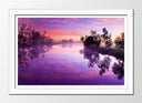 Cuadro enmarcado blanco Paisaje Naturaleza Lago Laguna Arbol Atardecer