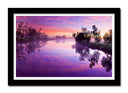 Cuadro enmarcado negro Paisaje Naturaleza Lago Laguna Arbol Atardecer