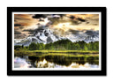 Cuadro enmarcado negro Paisaje Naturaleza Lago Laguna Montaña Atardecer