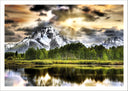 Lámina Paisaje Naturaleza Lago Laguna Montaña Atardecer