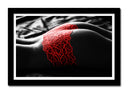 Cuadro enmarcado negro silueta de mujer ropa interior roja, blanco y negro