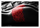 Lámina silueta de mujer ropa interior roja, blanco y negro