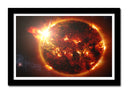 Cuadro enmarcado negro bola de fuego, estrella, el espacio