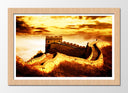 Cuadro enmarcado natural paisaje oriental, muralla, tono calido, atardecer