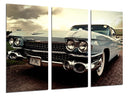 Tríptico coche vintage, cadillac antiguo, retro