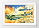 Cuadro enmarcado blanco aviones antiguos, guerra, animado, aviacion