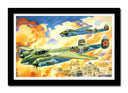 Cuadro enmarcado negro aviones antiguos, guerra, animado, aviacion