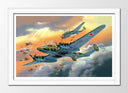 Cuadro enmarcado blanco aviones antiguos, guerra, animado, aviacion