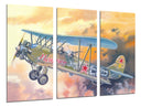 Tríptico aviones antiguos, guerra, animado, aviacion