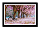 Cuadro enmarcado negro Camino Bosque en Otono, Camino de Flores Rosas,naturaleza