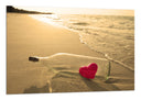 Cuadro botella en la playa, atardecer, corazon,amor