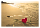Lámina botella en la playa, atardecer, corazon,amor