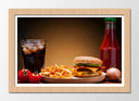 Cuadro enmarcado natural hamburguesa con patatas y refresco