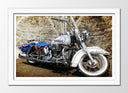 Cuadro enmarcado blanco Moto HArley Davidson, Moto Vintage